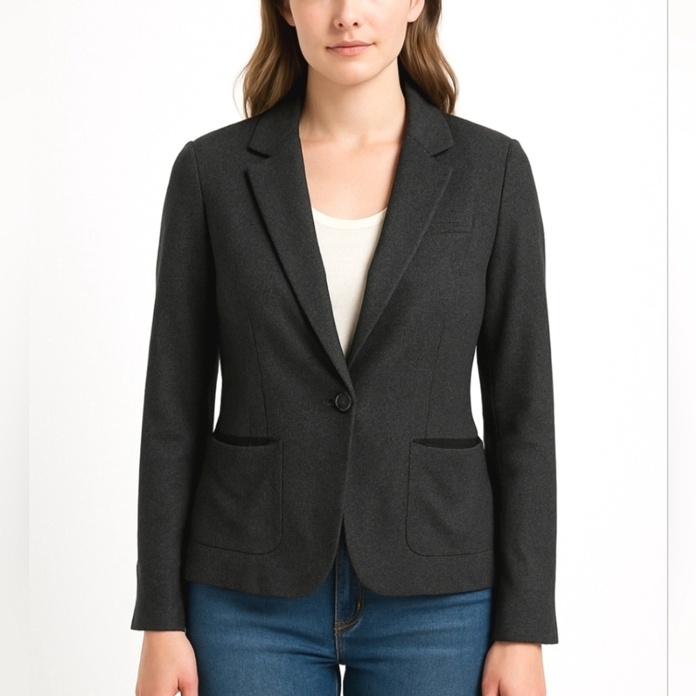 Banana Republic Wool Blend Blazer Grey Women's Size 8